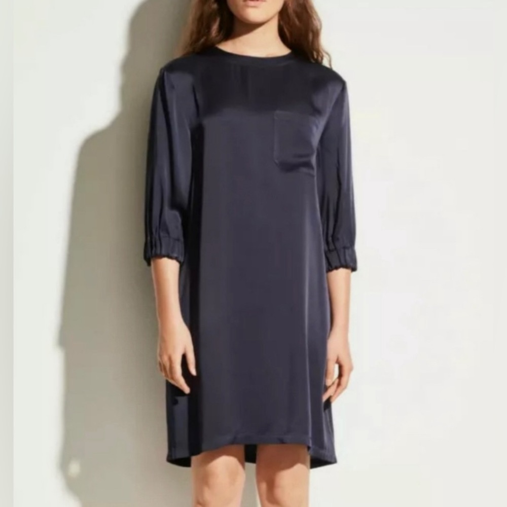James Perse Silk modern dark navy blue with pockets dress size 0